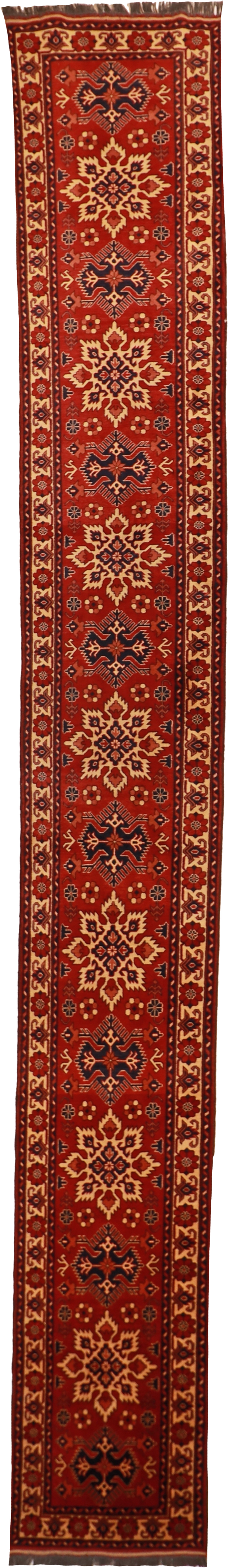 W 2.6 L 19.2 Malayer Runner 100% Wool Hand-Woven Geometric Design - 54584