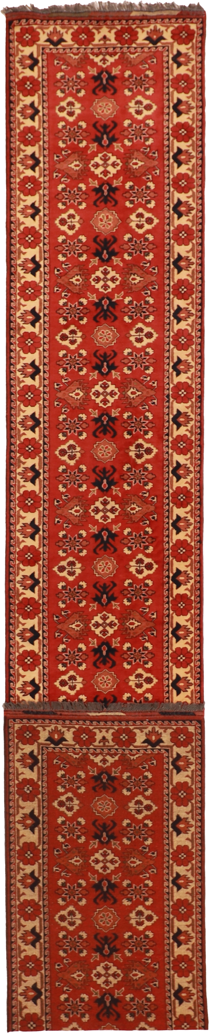 W 2.1 L 19.3 Afshar Runner 100% Wool Hand-Woven Geometric Design - 54585