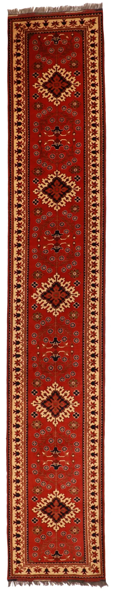 3.1 x 17.9 - Afshar Fine/Wool Geometric Rectangle - Hand Woven Rug — 54586