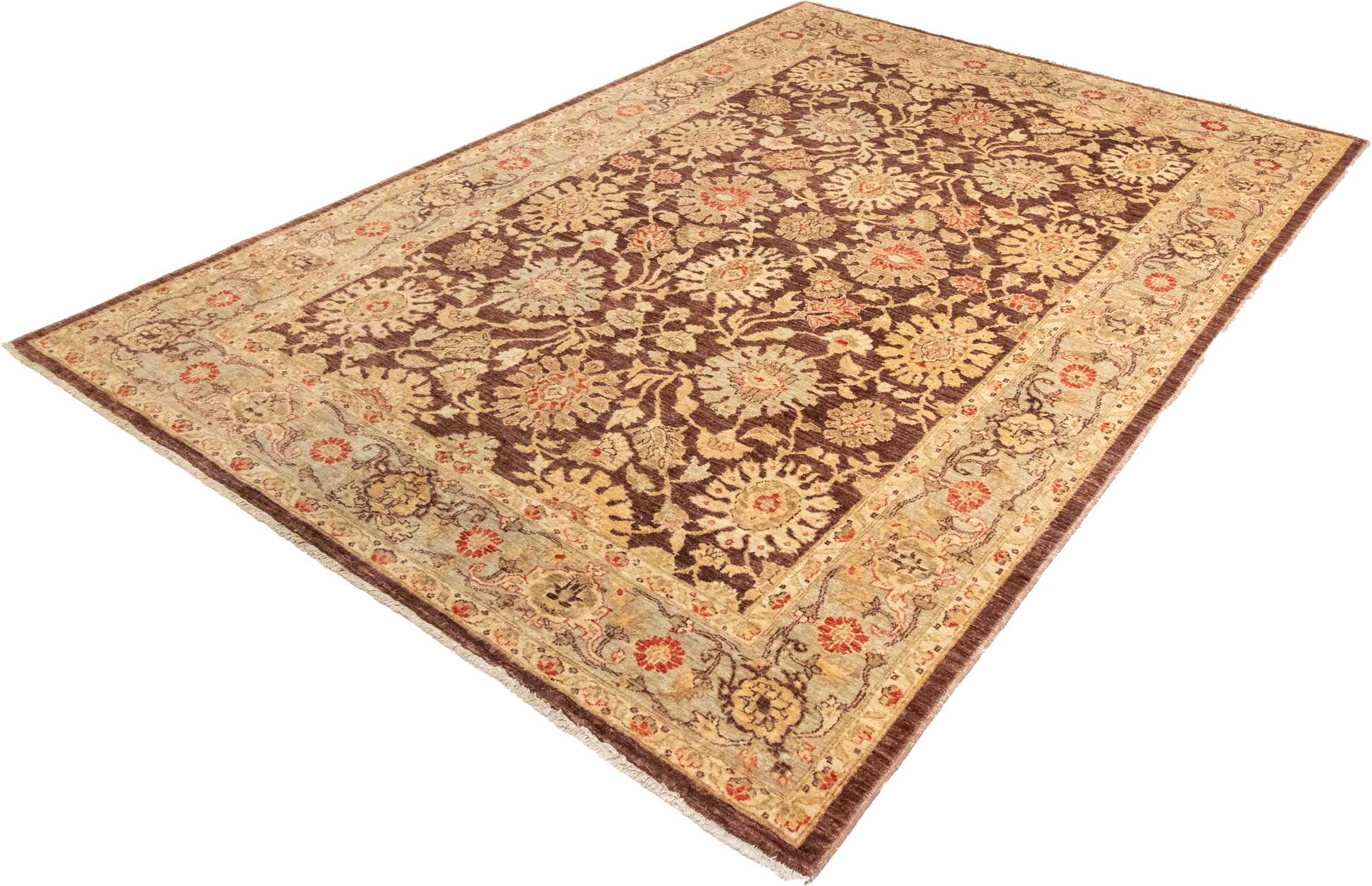 W 6 L 8.7 Yazd 100% Wool Hand-Woven All-Over Design - 54668