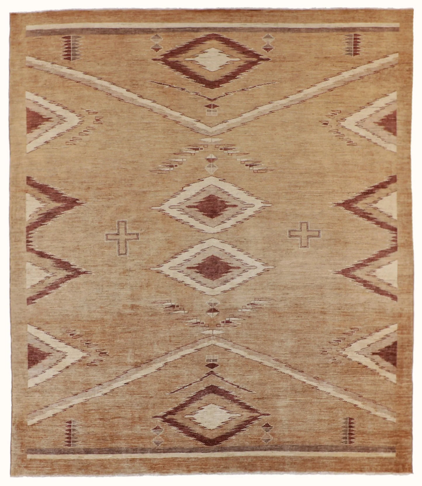W 8.3 L 9.6 Mountain Modern 100% Wool Hand-Woven All-Over Design - 54896