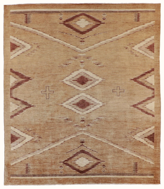 W 8.3 L 9.6 Mountain Modern 100% Wool Hand-Woven All-Over Design - 54896
