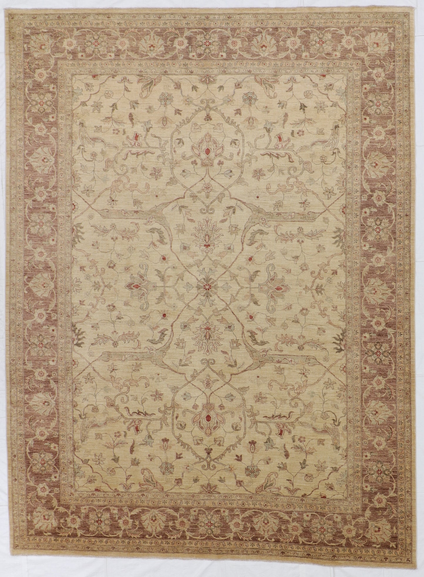 W 9 L 11.10 Nezam 100% Wool Hand-Woven All-Over Design - 54909