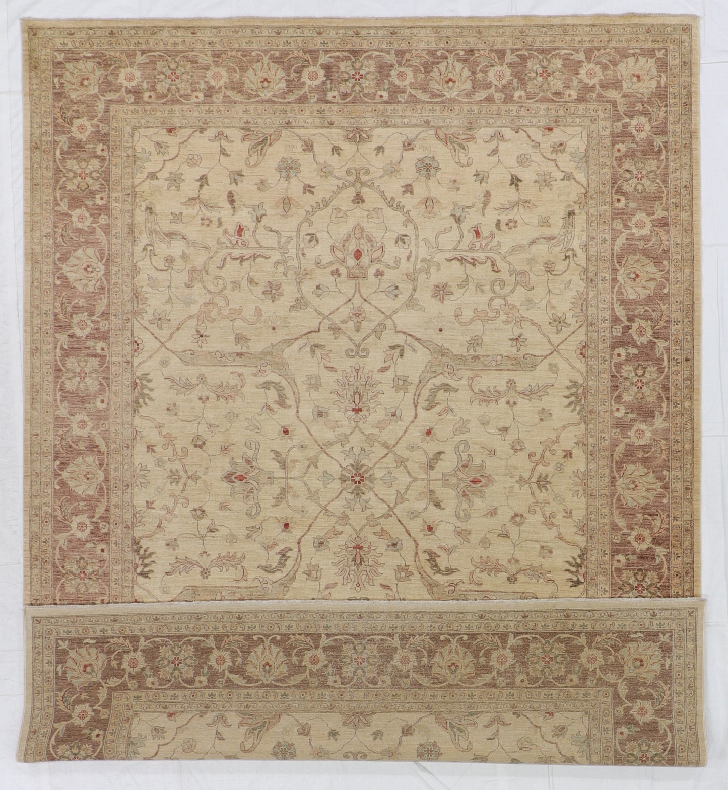 W 9 L 11.10 Nezam 100% Wool Hand-Woven All-Over Design - 54909