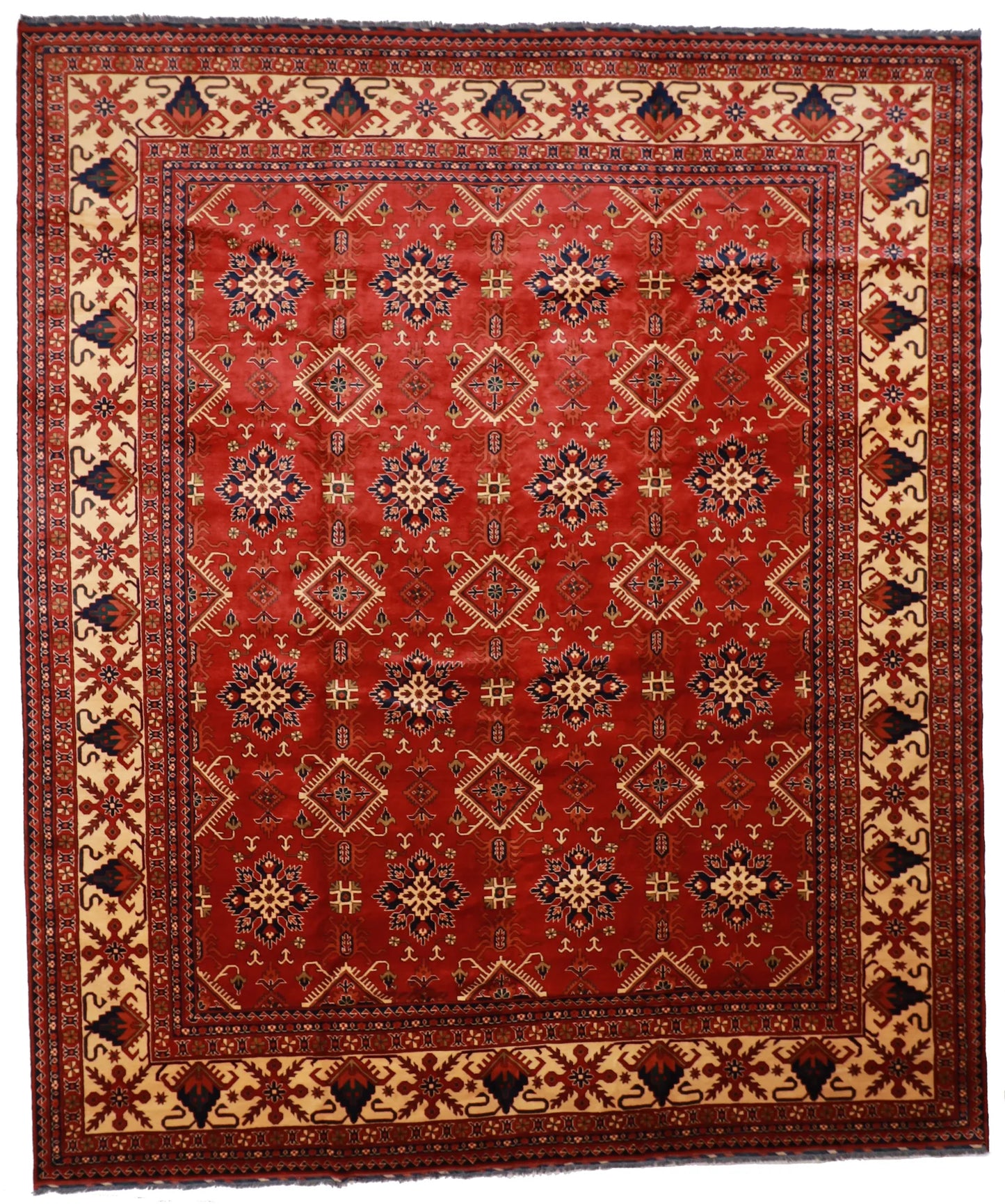 W 13.2 L 15.6 Zanjan 100% Wool Hand-Woven All-Over Design - 54958
