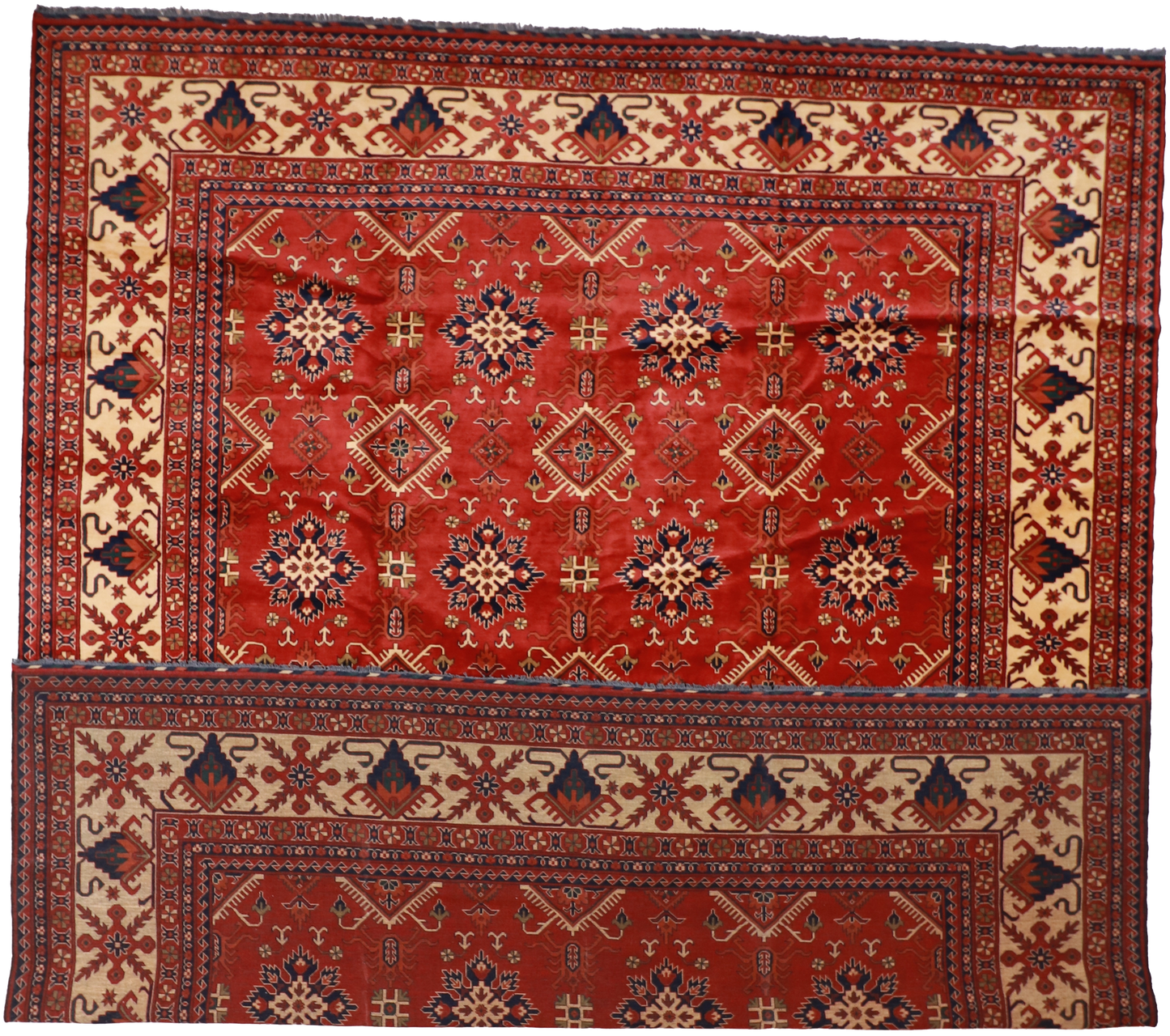 W 13.2 L 15.6 Zanjan 100% Wool Hand-Woven All-Over Design - 54958
