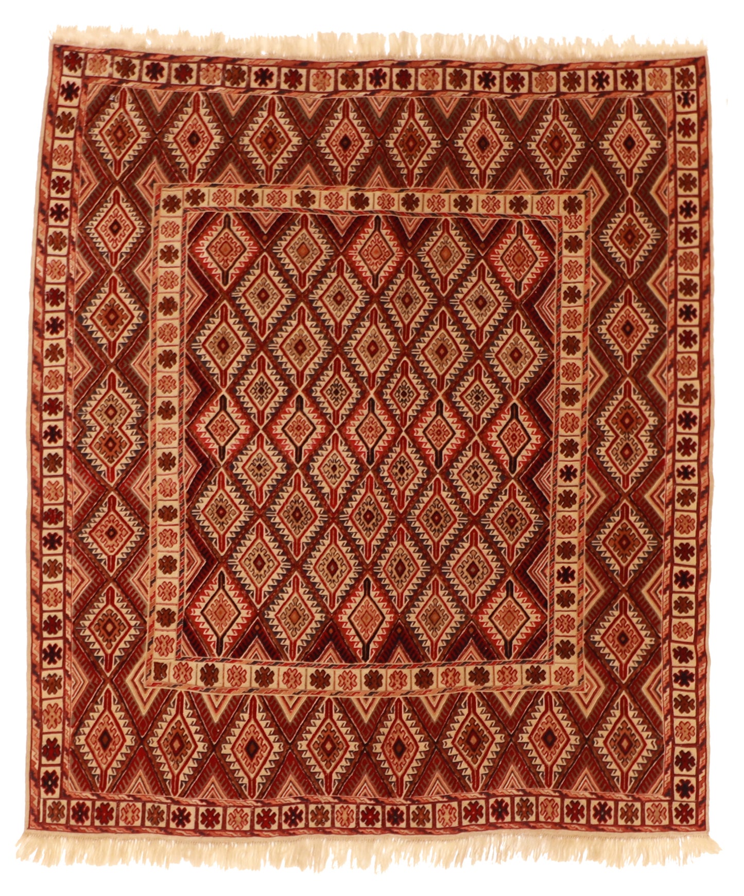 W 5.3 L 6 Seneh 100% Wool Hand-Woven Geometric Design - 54978