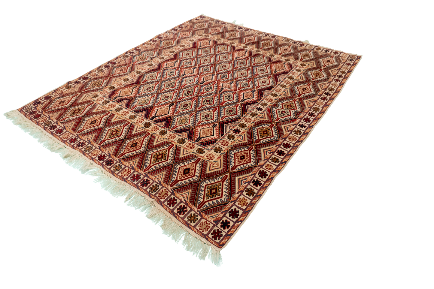 W 5.3 L 6 Seneh 100% Wool Hand-Woven Geometric Design - 54978