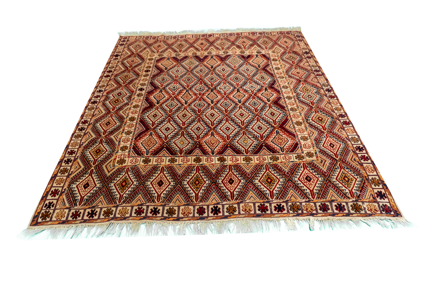 W 5.3 L 6 Seneh 100% Wool Hand-Woven Geometric Design - 54978
