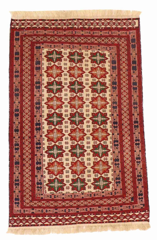 3.9 x 6.5 - Gashgai Fine/Wool Geometric Rectangle - Finest Hand-Knotted Quality Wool — 54979