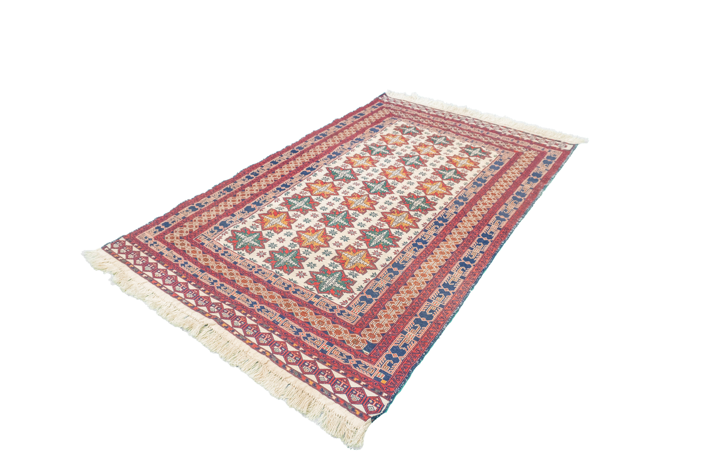 W 3.9 L 6.5 Gashgai 100% Wool Hand-Woven Geometric Design - 54979