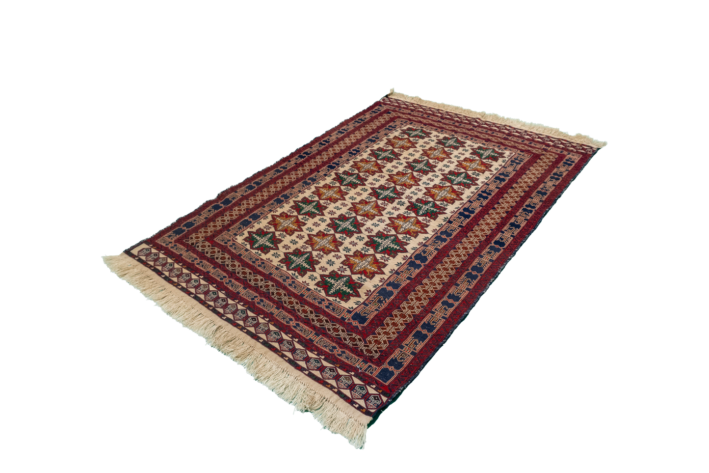 W 3.9 L 6.5 Gashgai 100% Wool Hand-Woven Geometric Design - 54979