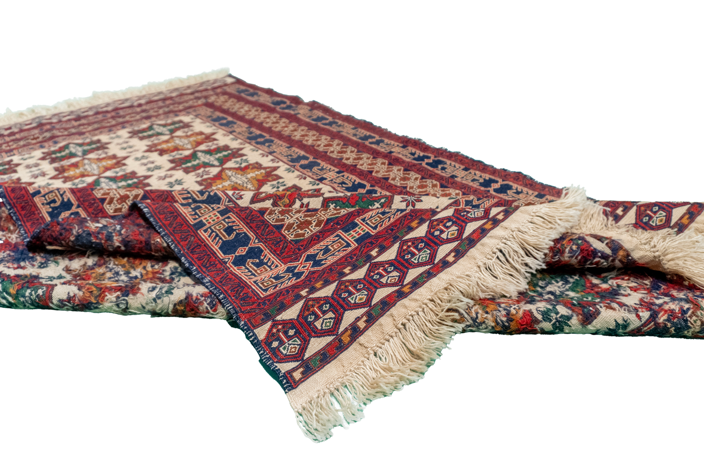 W 3.9 L 6.5 Gashgai 100% Wool Hand-Woven Geometric Design - 54979