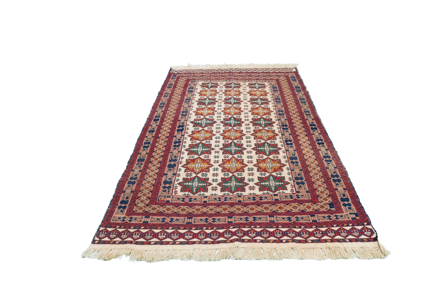 W 3.9 L 6.5 Gashgai 100% Wool Hand-Woven Geometric Design - 54979