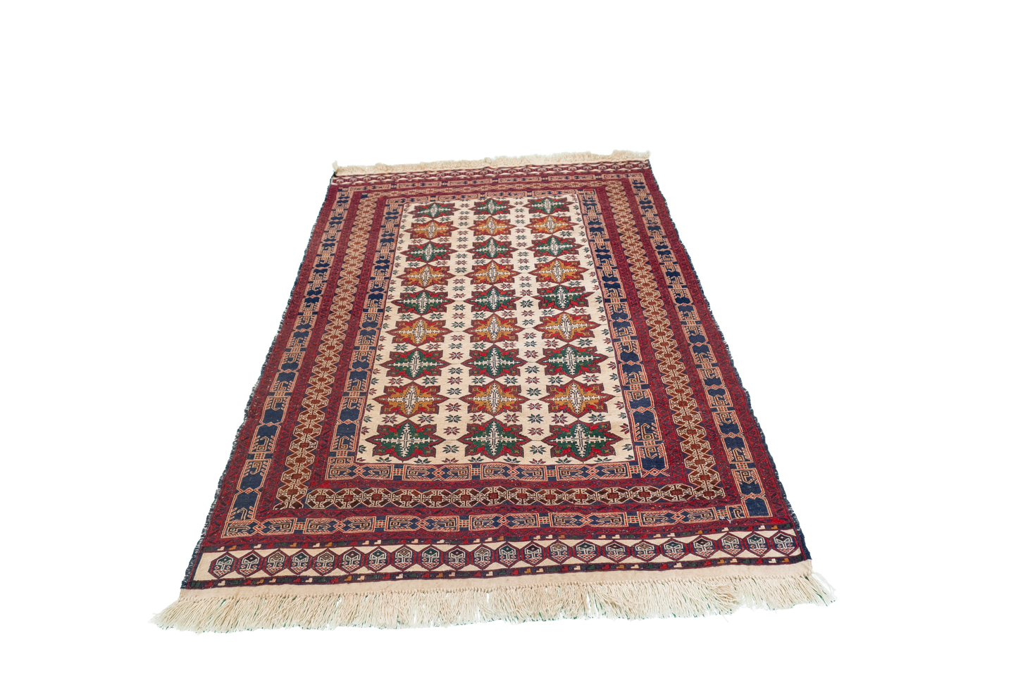 W 3.9 L 6.5 Gashgai 100% Wool Hand-Woven Geometric Design - 54979
