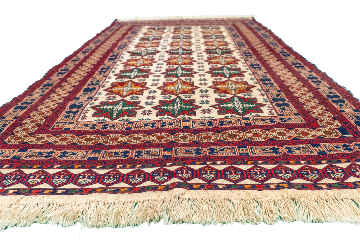 W 3.9 L 6.5 Gashgai 100% Wool Hand-Woven Geometric Design - 54979