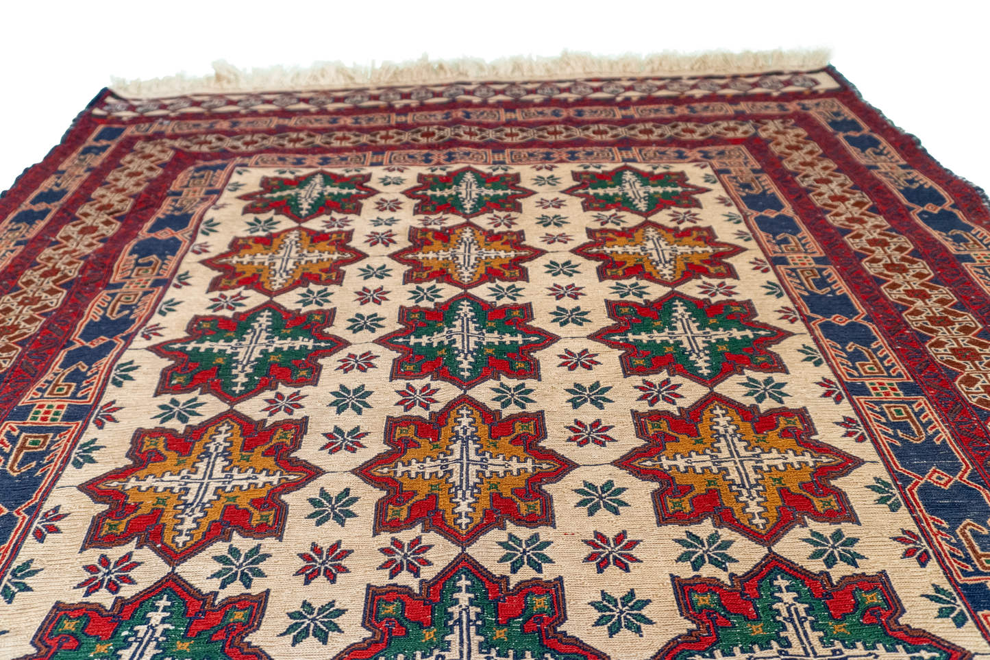 W 3.9 L 6.5 Gashgai 100% Wool Hand-Woven Geometric Design - 54979