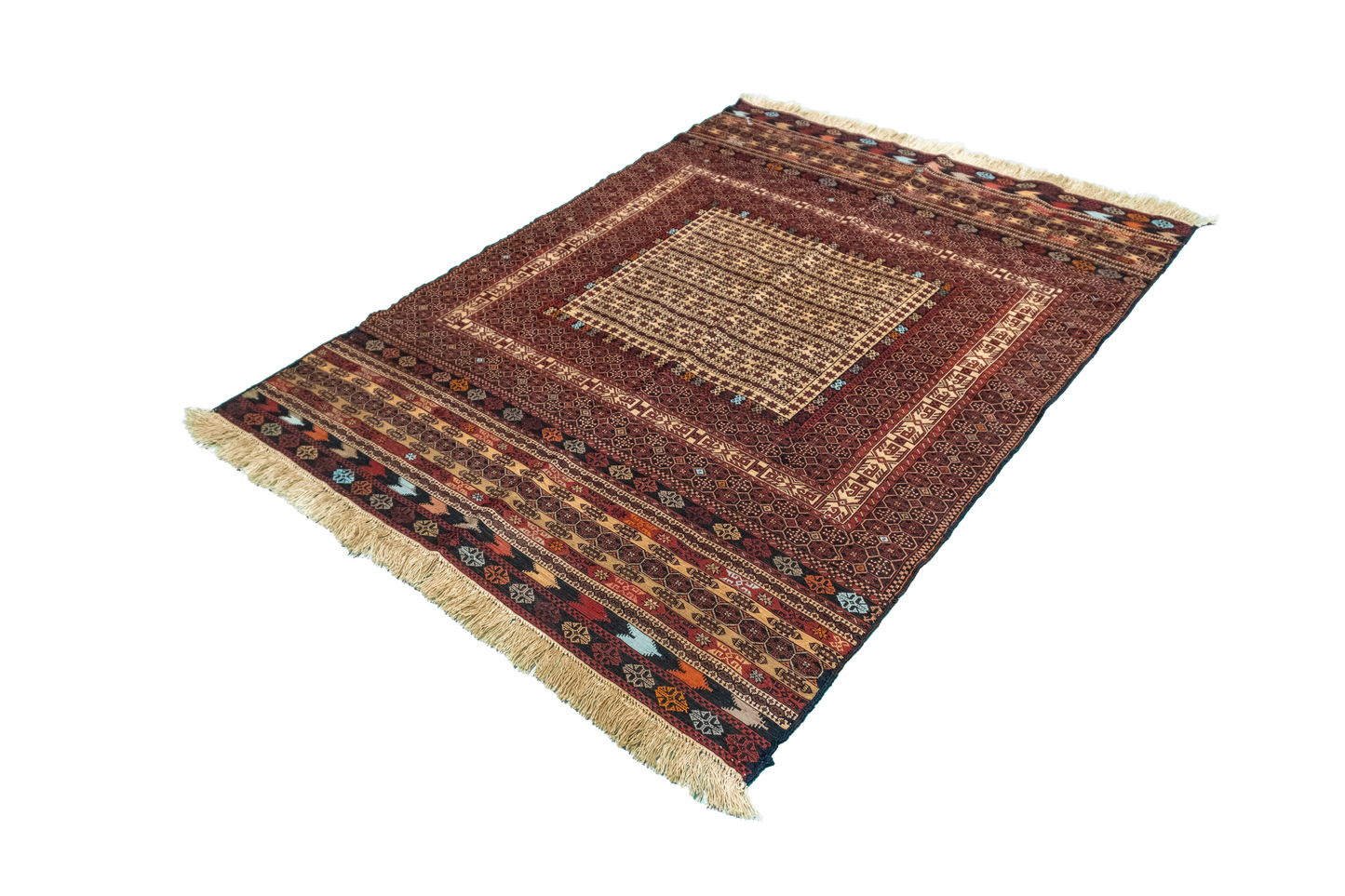 W 4.2 L 5.9 Baluch 100% Wool Hand-Woven Geometric Design - 54981