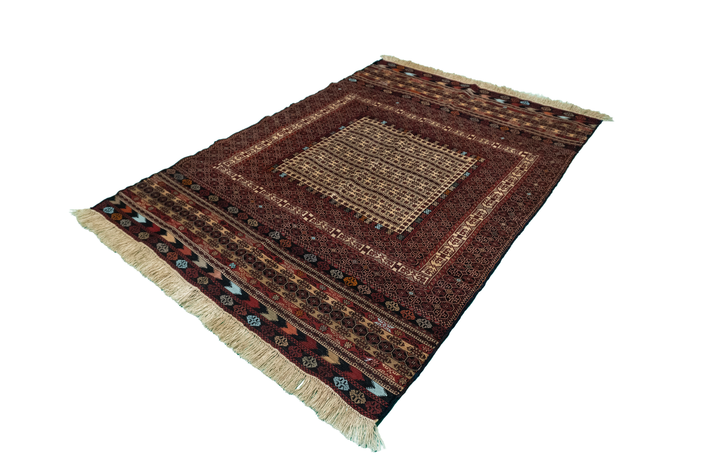 W 4.2 L 5.9 Baluch 100% Wool Hand-Woven Geometric Design - 54981