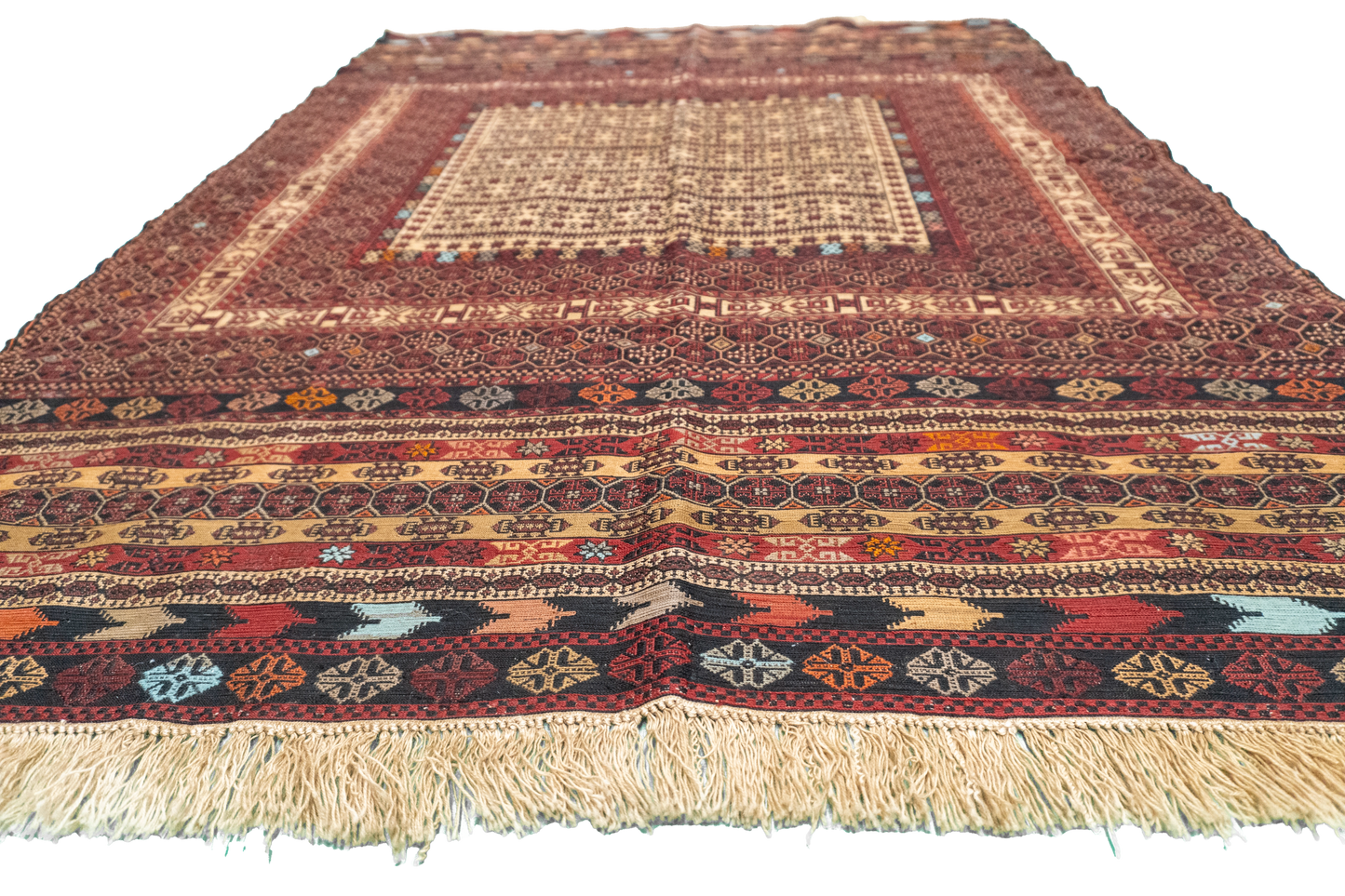 W 4.2 L 5.9 Baluch 100% Wool Hand-Woven Geometric Design - 54981