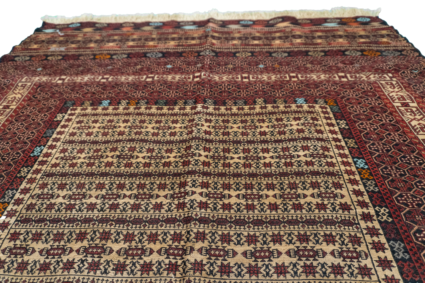 W 4.2 L 5.9 Baluch 100% Wool Hand-Woven Geometric Design - 54981