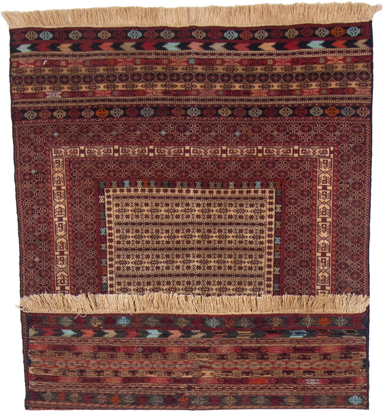 W 4.2 L 5.9 Baluch 100% Wool Hand-Woven Geometric Design - 54981