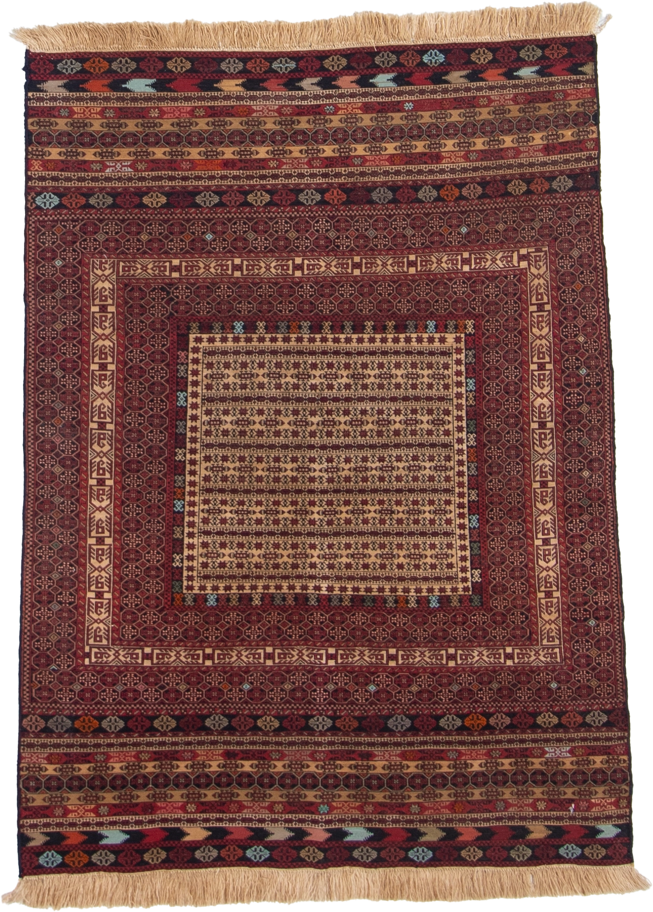 W 4.2 L 5.9 Baluch 100% Wool Hand-Woven Geometric Design - 54981