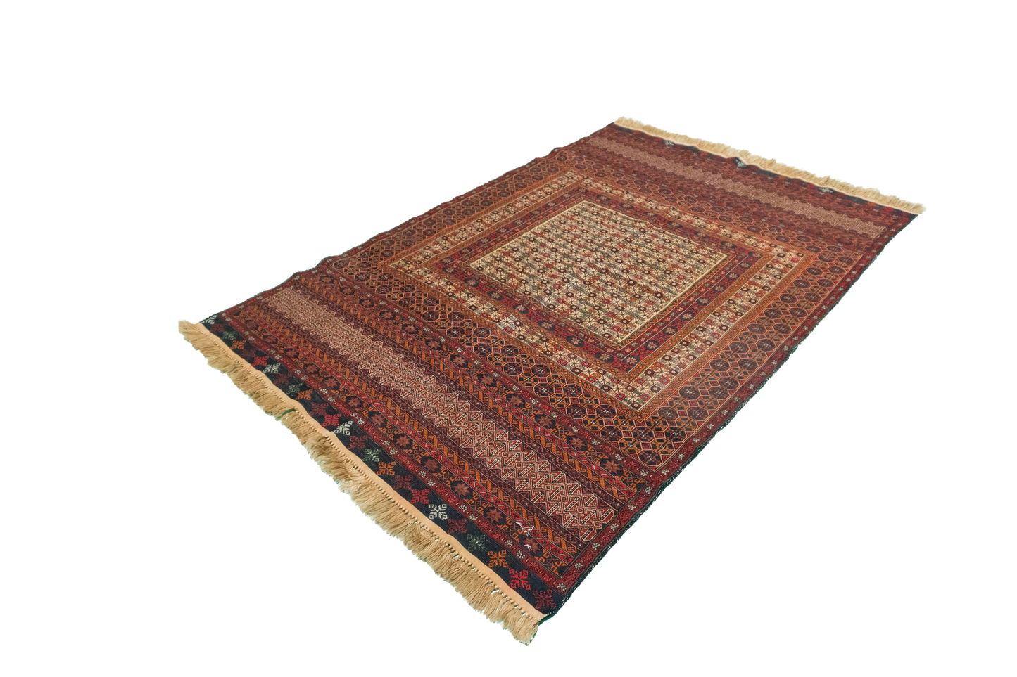 W 4 L 6 Kurdish 100% Wool Hand-Woven Geometric Design - 55028
