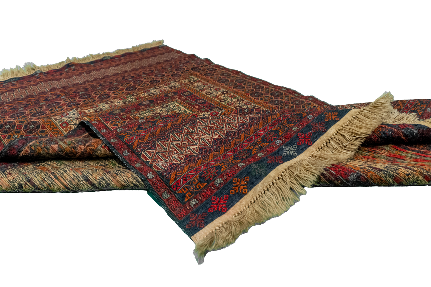 W 4 L 6 Kurdish 100% Wool Hand-Woven Geometric Design - 55028