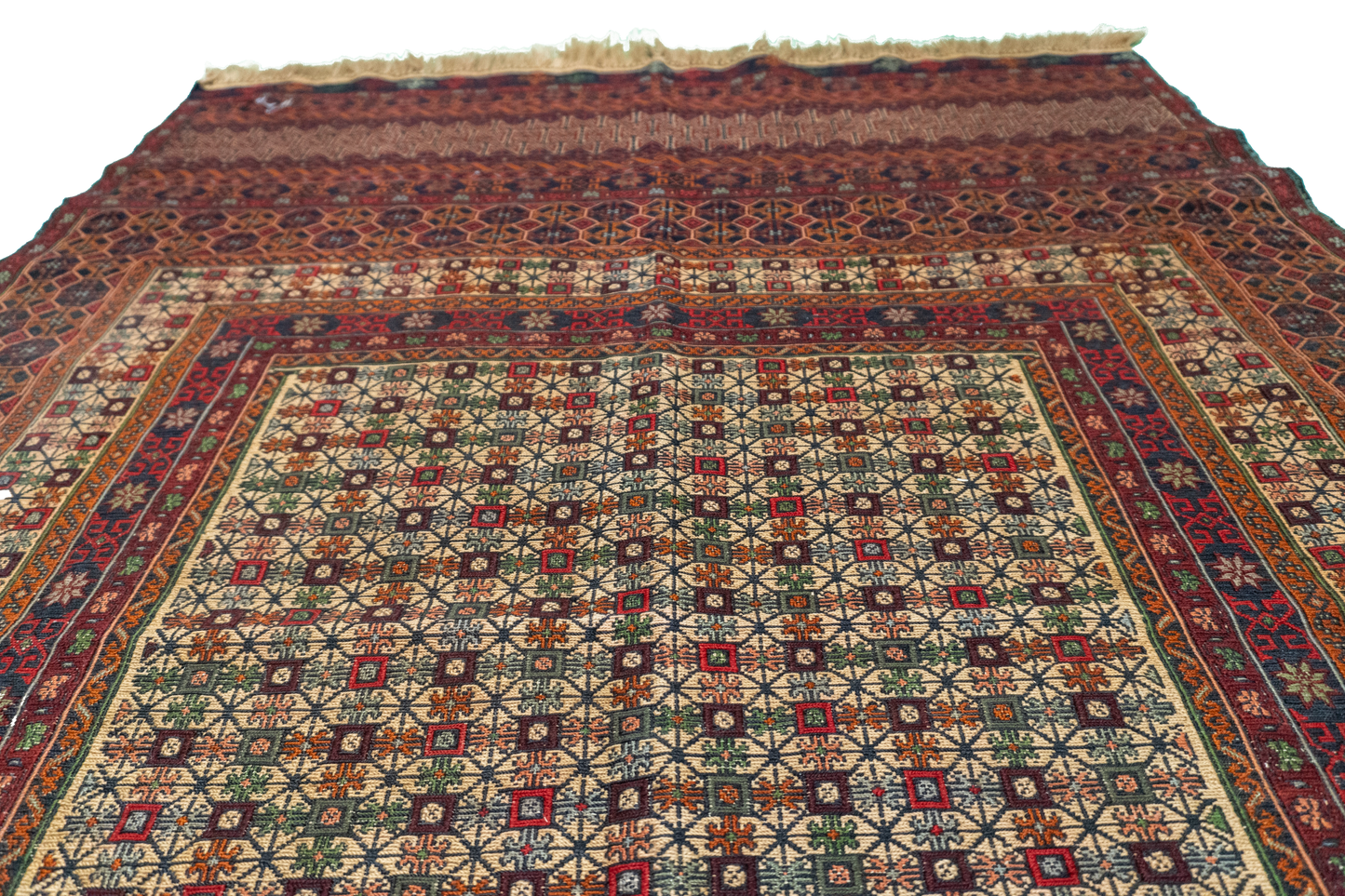 W 4 L 6 Kurdish 100% Wool Hand-Woven Geometric Design - 55028