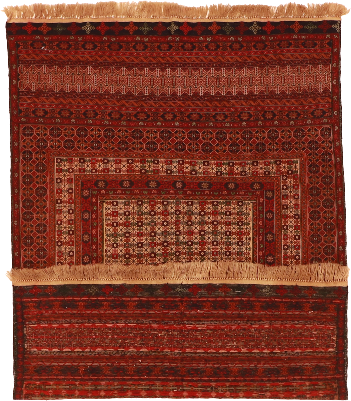 W 4 L 6 Kurdish 100% Wool Hand-Woven Geometric Design - 55028