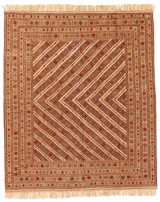 W 5.2 L 6.2 Susane Kilim 100% Wool Hand-Woven All-Over Design - 55034