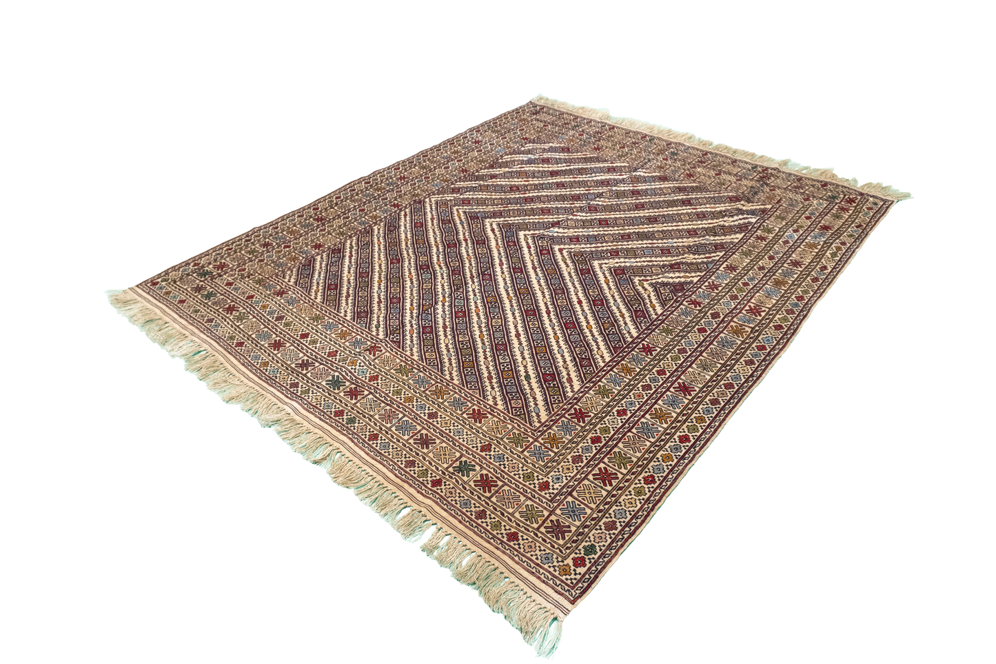 W 5.2 L 6.2 Susane Kilim 100% Wool Hand-Woven All-Over Design - 55034