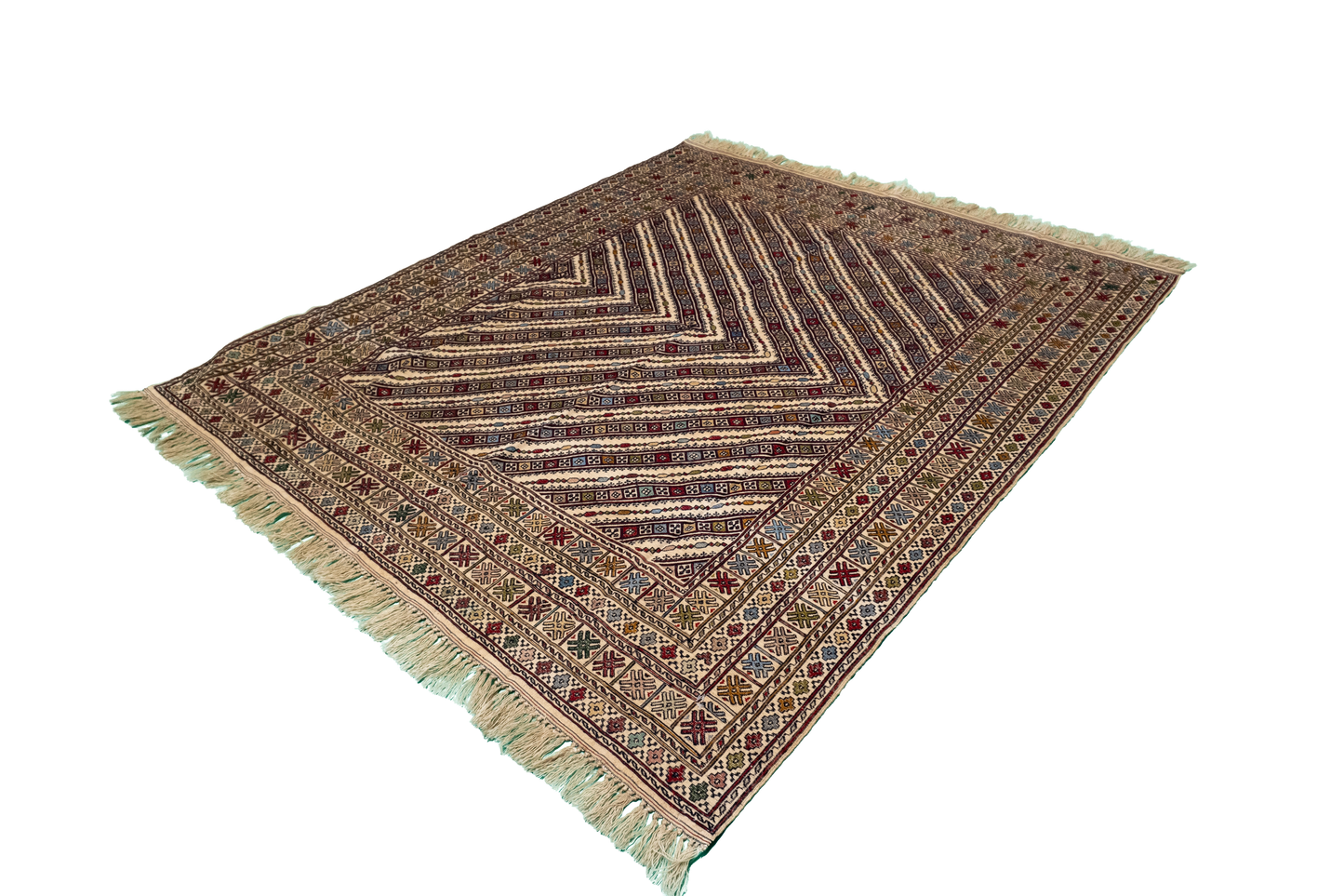W 5.2 L 6.2 Susane Kilim 100% Wool Hand-Woven All-Over Design - 55034