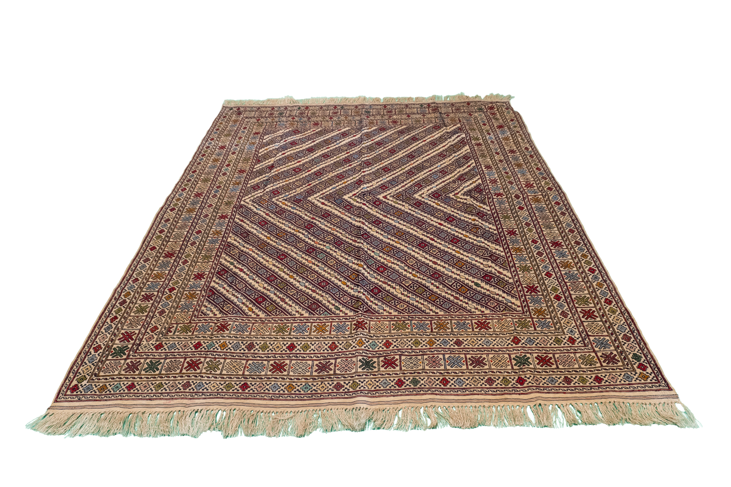W 5.2 L 6.2 Susane Kilim 100% Wool Hand-Woven All-Over Design - 55034
