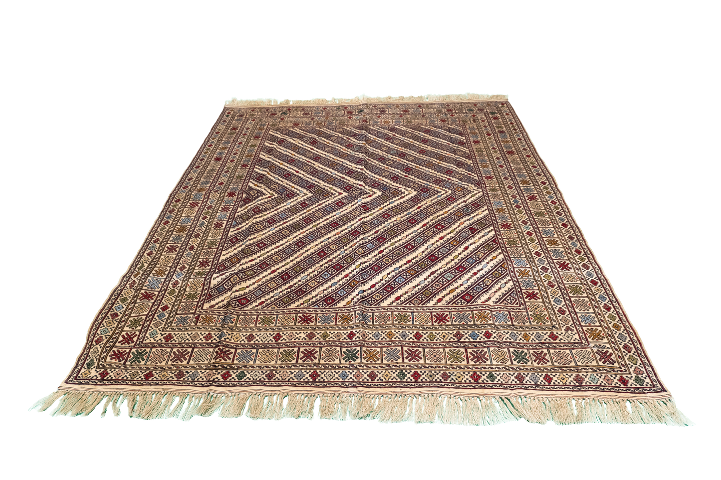 W 5.2 L 6.2 Susane Kilim 100% Wool Hand-Woven All-Over Design - 55034