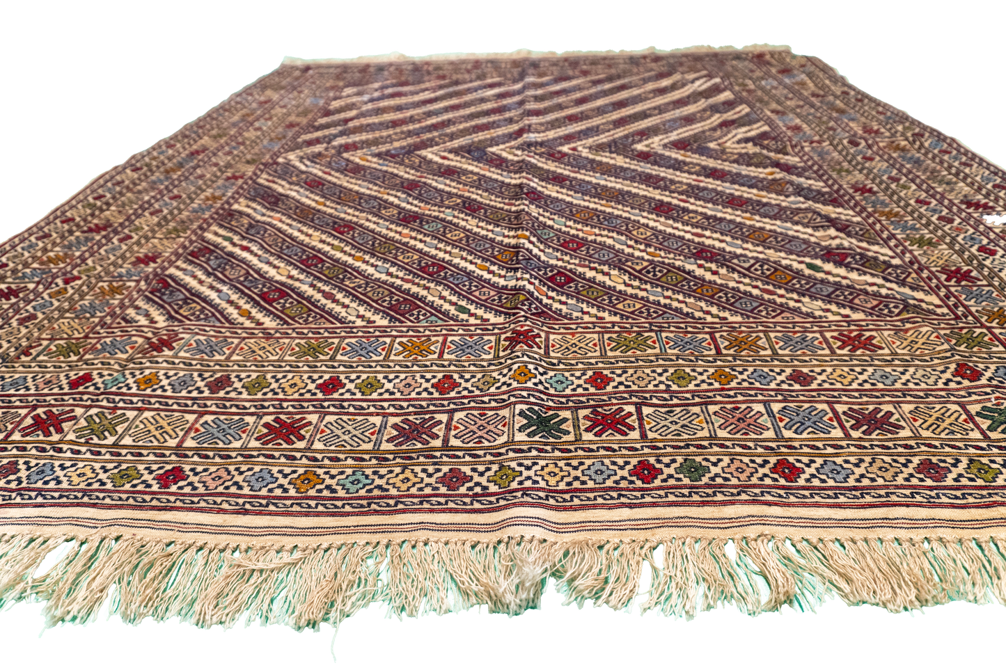 W 5.2 L 6.2 Susane Kilim 100% Wool Hand-Woven All-Over Design - 55034