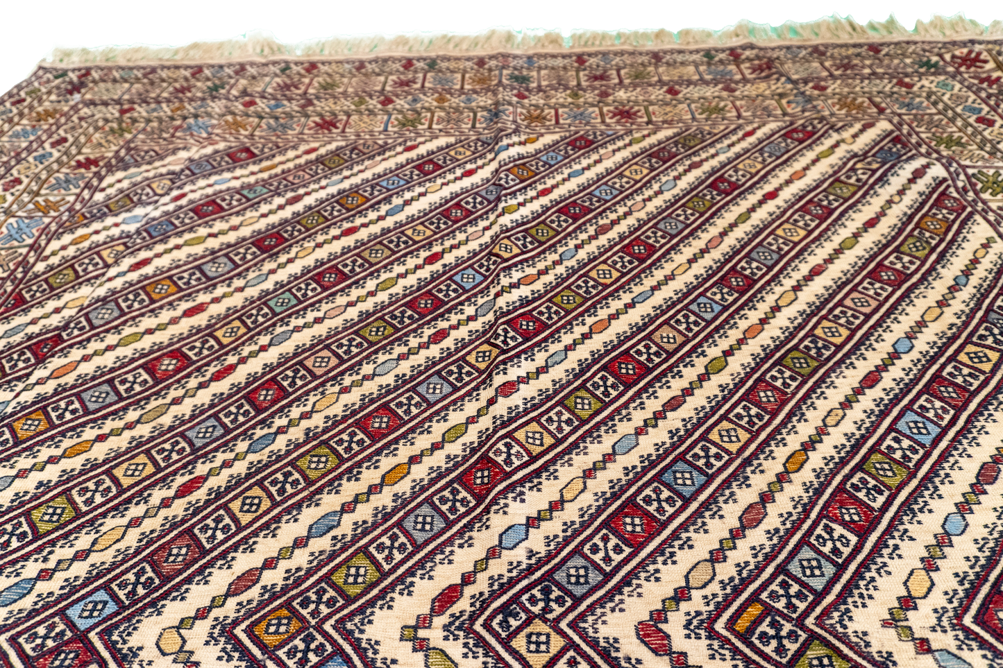 W 5.2 L 6.2 Susane Kilim 100% Wool Hand-Woven All-Over Design - 55034