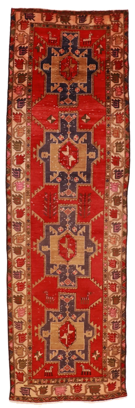 3.6 x 11.1 - Hamadan Fine Geometric Rectangle - Hand Woven Rug — 55072