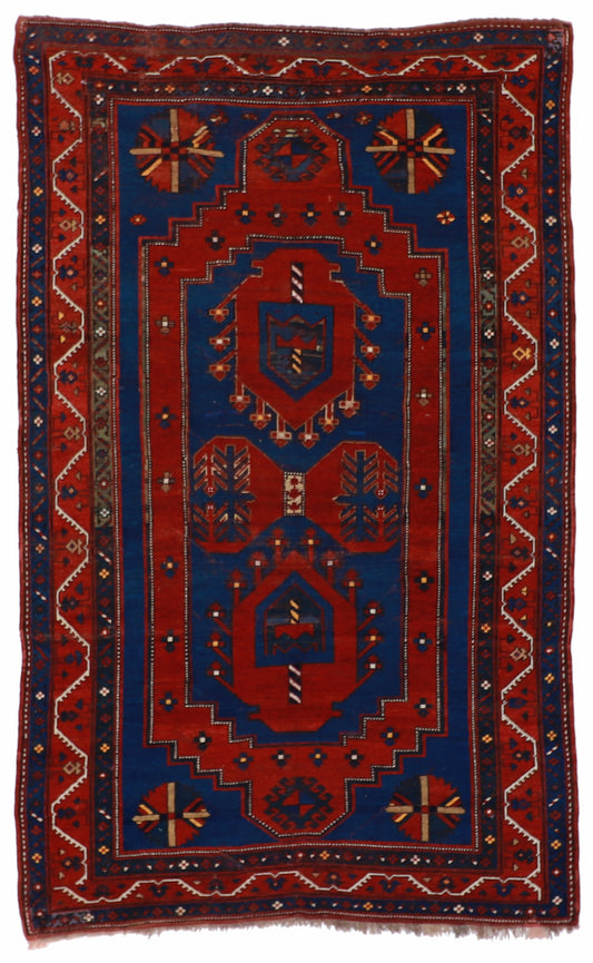 W 5.6 L 8.9 Karabagh 100% Wool Handmade Geometric Design - 55073
