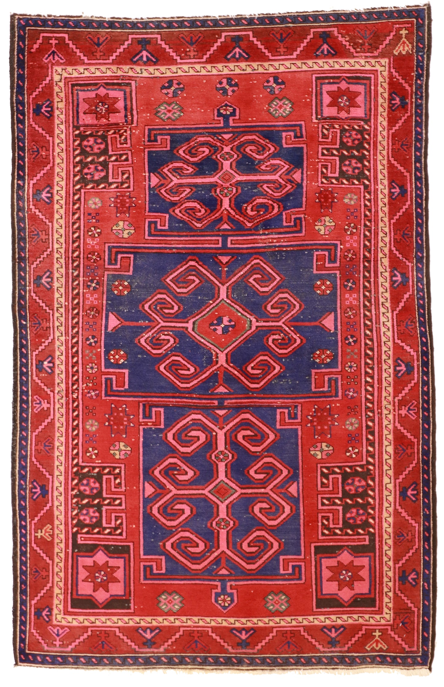 W 4.6 L 7 Hamadan 100% Wool Hand-Woven Geometric Design - 55074