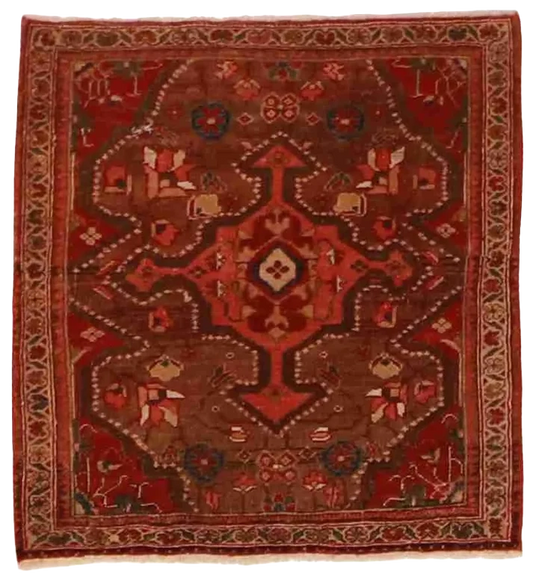 W 1.11 L 2 Farahan Antique 100% Wool Hand-Woven All-Over Design - 55185