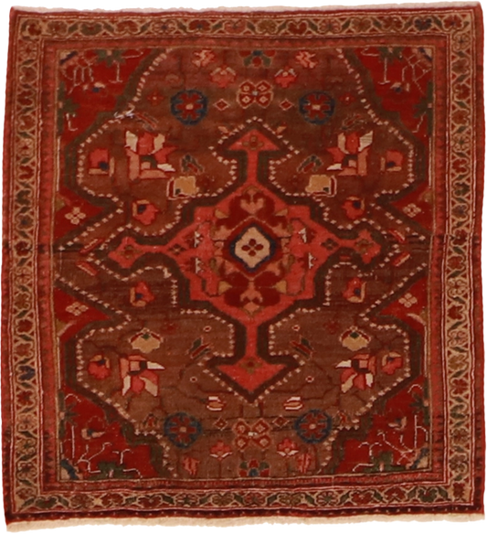 W 1.11 L 2 Farahan Antique 100% Wool Hand-Woven All-Over Design - 55185