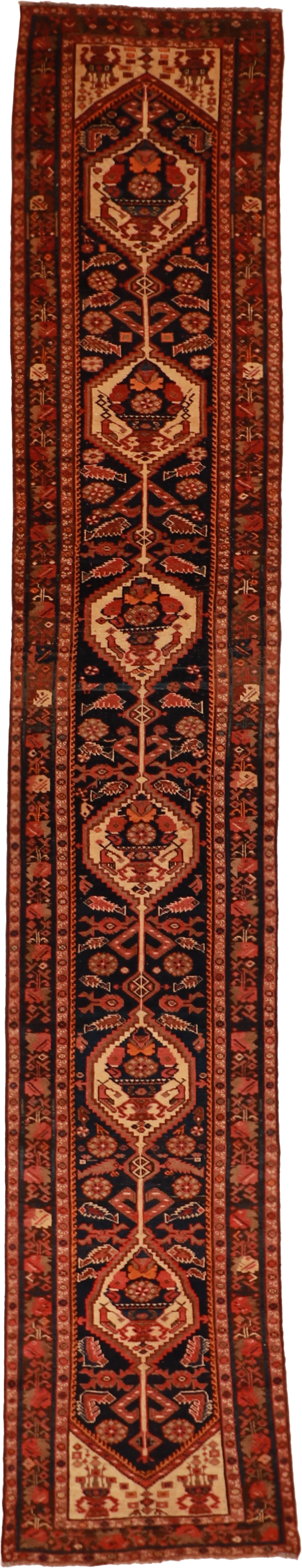 W 2.11 L 16.11 Malayer Runner 100% Wool Hand-Woven Geometric Design - 55197