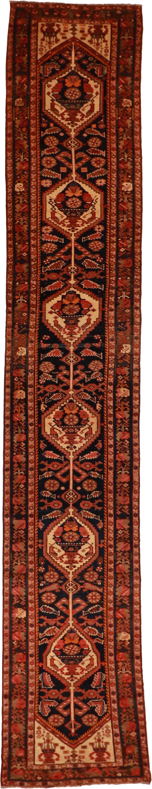 W 2.11 L 16.11 Malayer Runner 100% Wool Hand-Woven Geometric Design - 55197