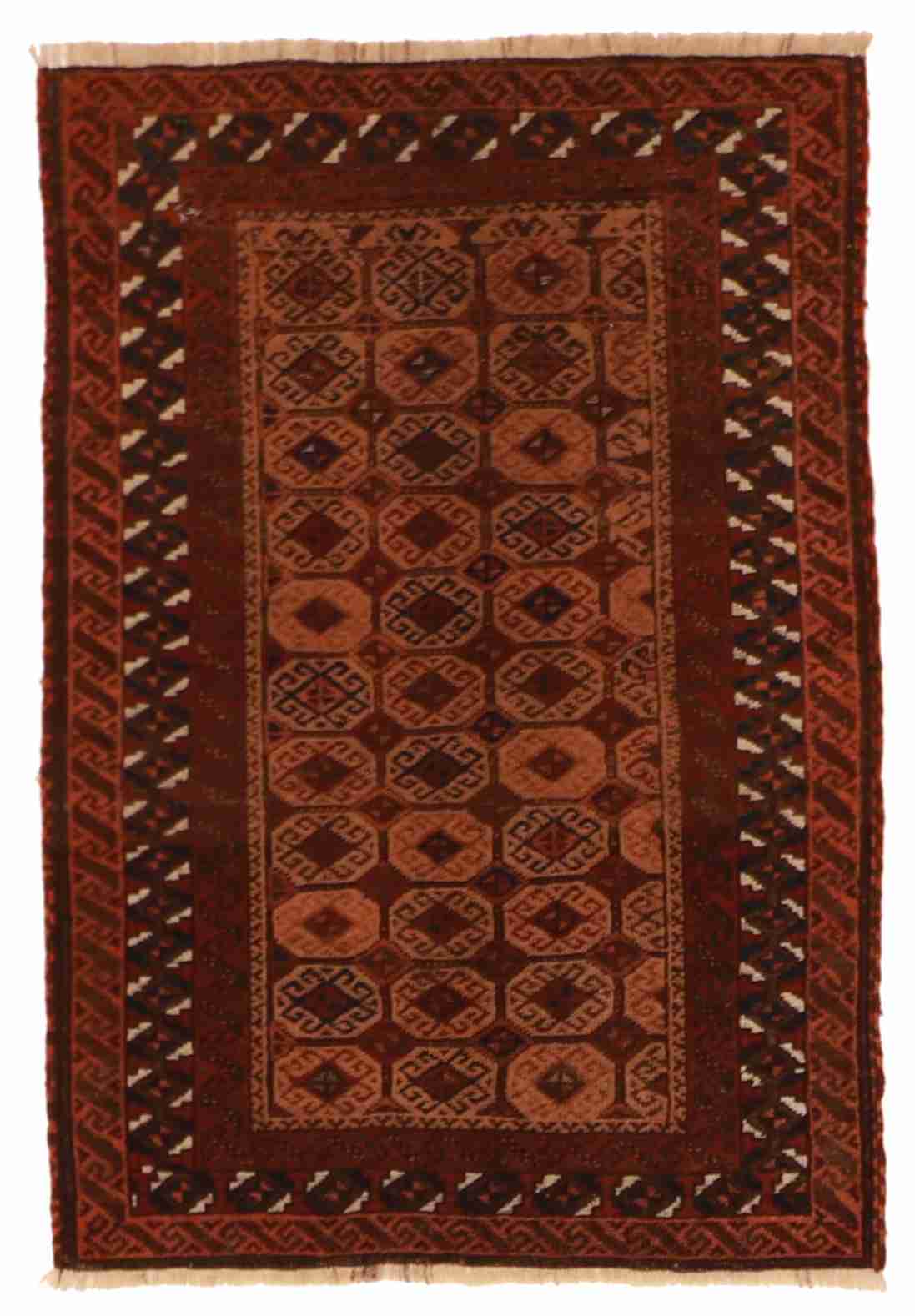 2.9 x 4 - Baluch Fine/Wool Geometric Rectangle - Finest Hand-Knotted Quality Wool — 55216