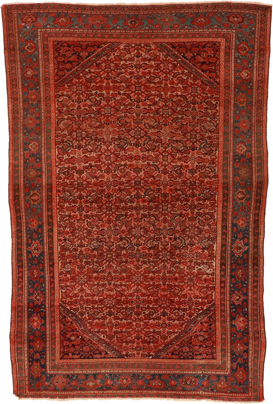 W 4.1 L 6.3 Malayer Antique 100% Wool Hand-Woven All-Over Design - 55217