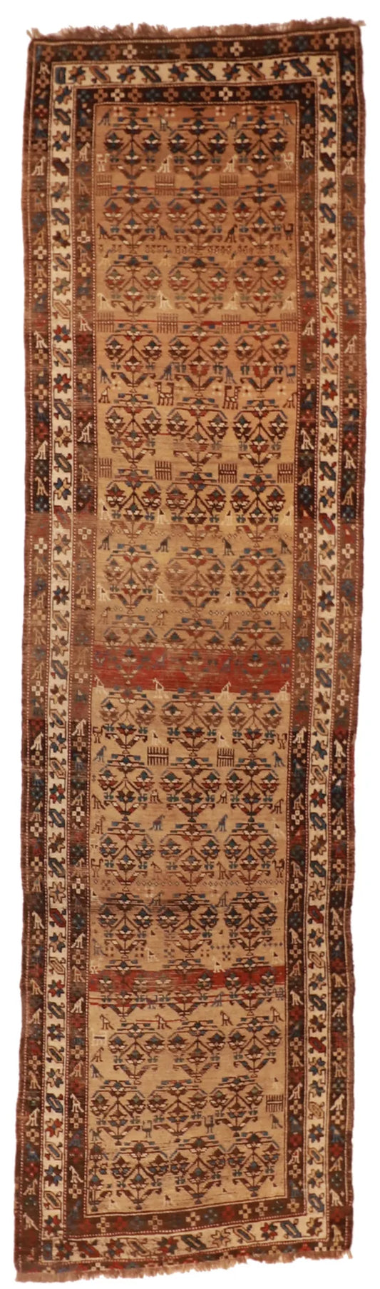 3.4 x 12 - Shirvan Fine/Wool Geometric Rectangle - Hand Woven Rug — 55224
