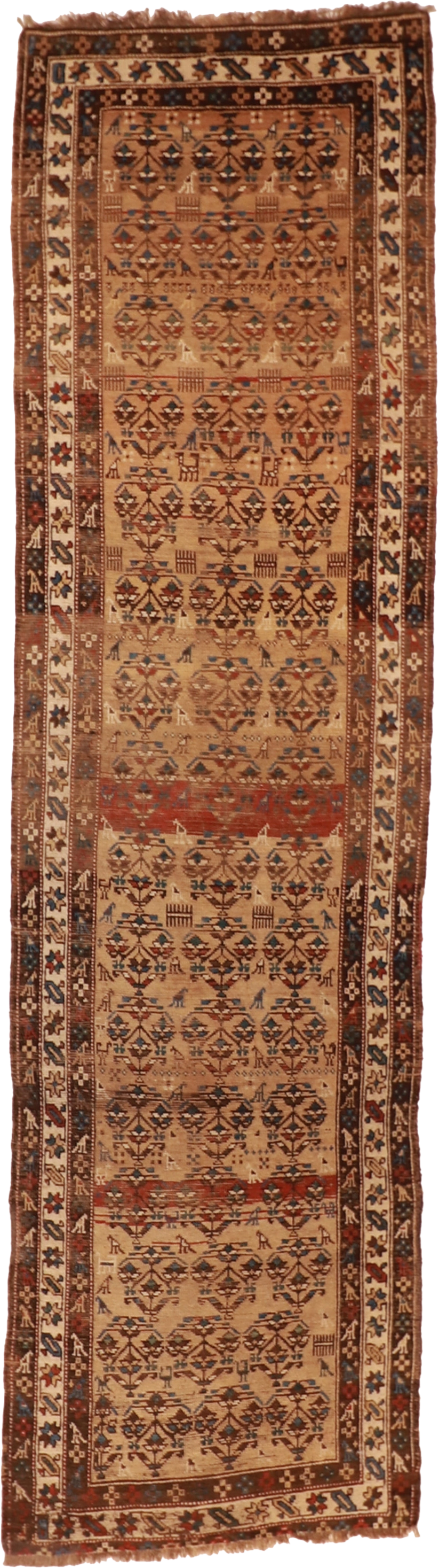 W 3.4 L 12 Shirvan Runner 100% Wool Hand-Woven Geometric Design - 55224