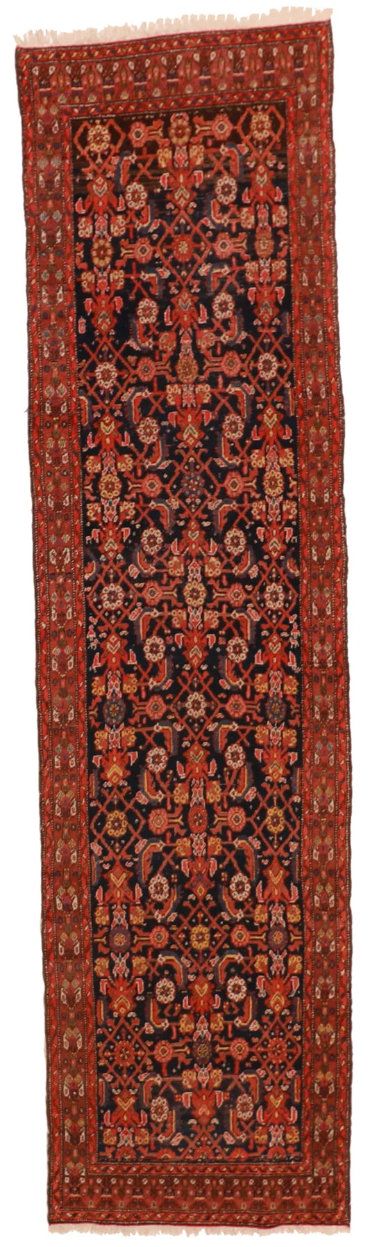 3.1 x 11.10 - Malayer Wool Geometric Rectangle - Finest Hand-Knotted Quality Wool — 55236